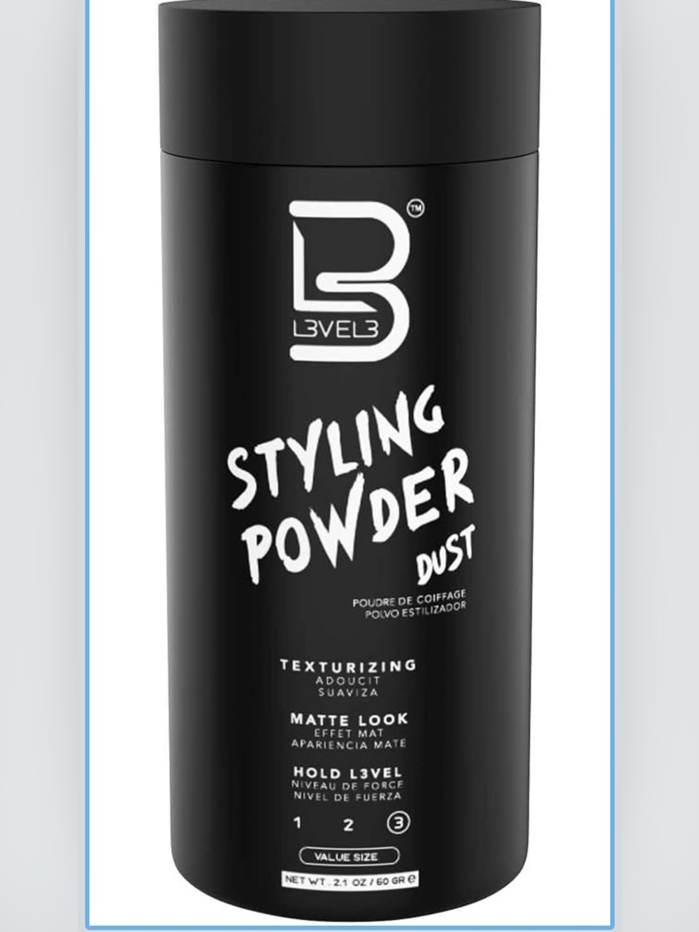 L3 Styling Powder Dust - Matte Black Texturizing Powder for Men